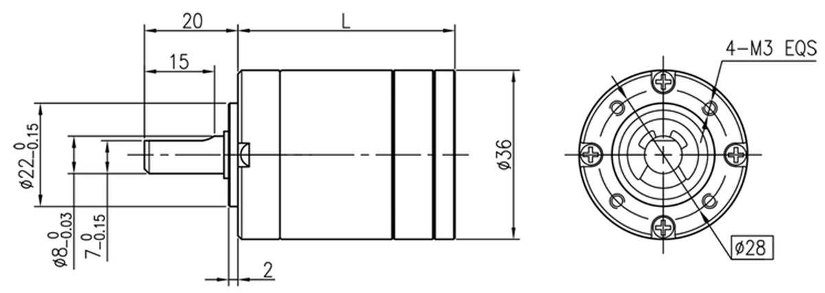 36JXBL50K Dimension drawing